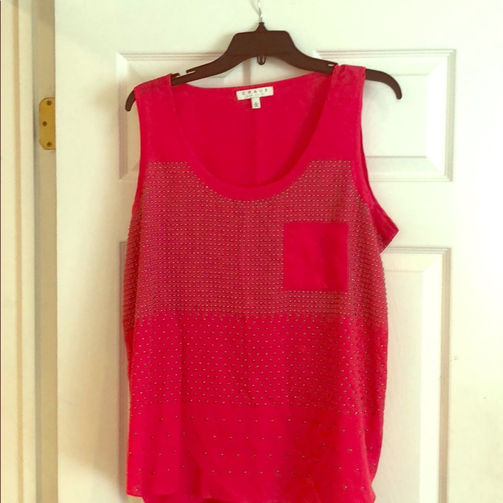 Hot Pink Tank Blouse with Studs